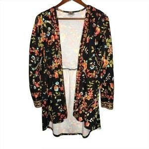 Ivy Jane black floral open front cardigan